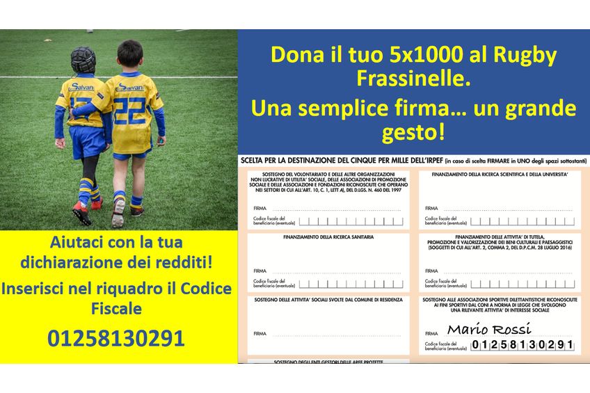Dona il 5x1000 al Rugby Frassinelle